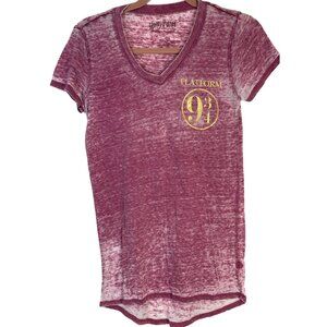 Harry potter short sleeve shirt platform 9 3/4 high low cotton pink small READ